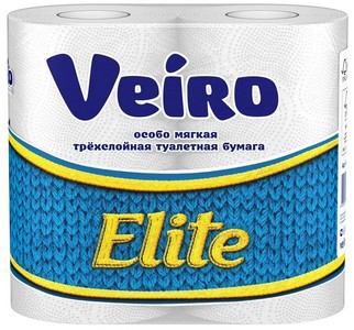 Бумага туалетная Veiro Elite белая 3 слоя 4 рулона.jpg